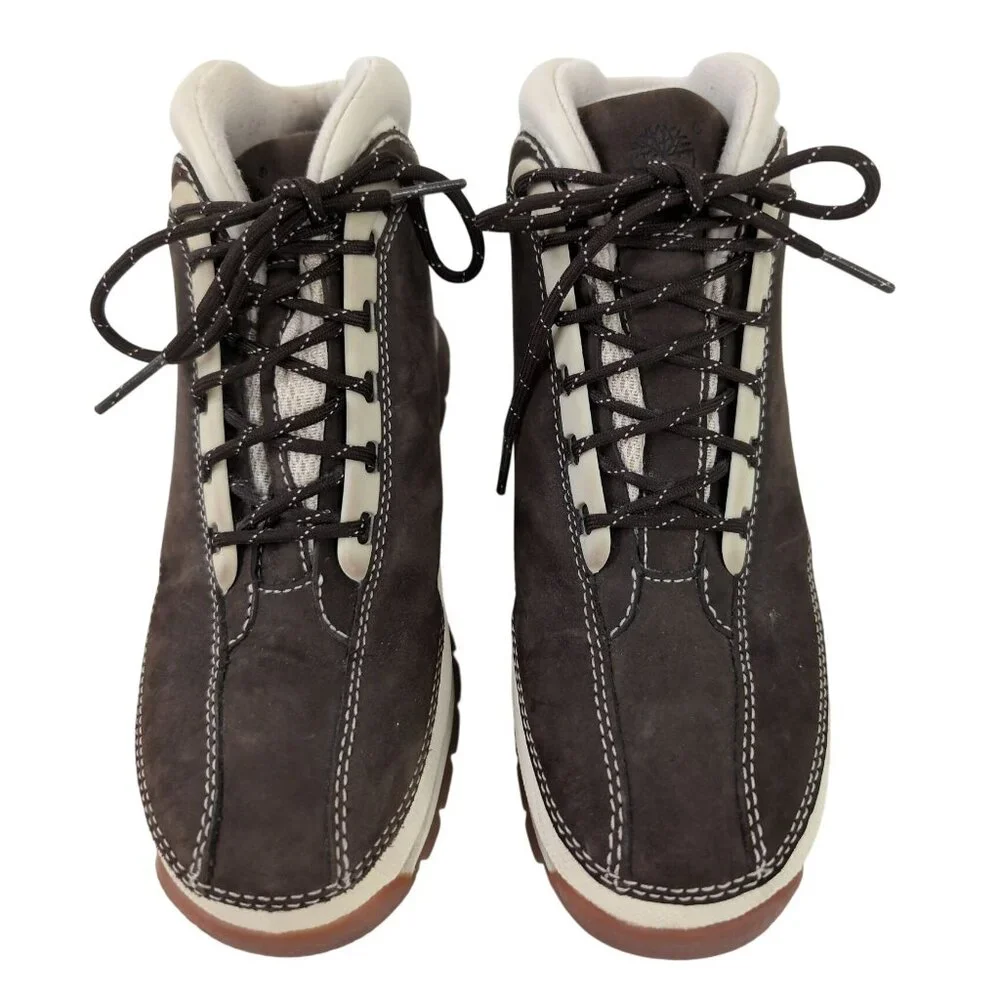 Timberland Juniors Euro Dub Boots Youth 4 Brown Leather‎ Outdoor Hiking School